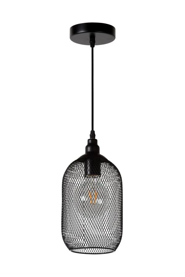 Lucide MESH - Lámpara colgante - Ø 15 cm - 1xE27 - Negro - apagado